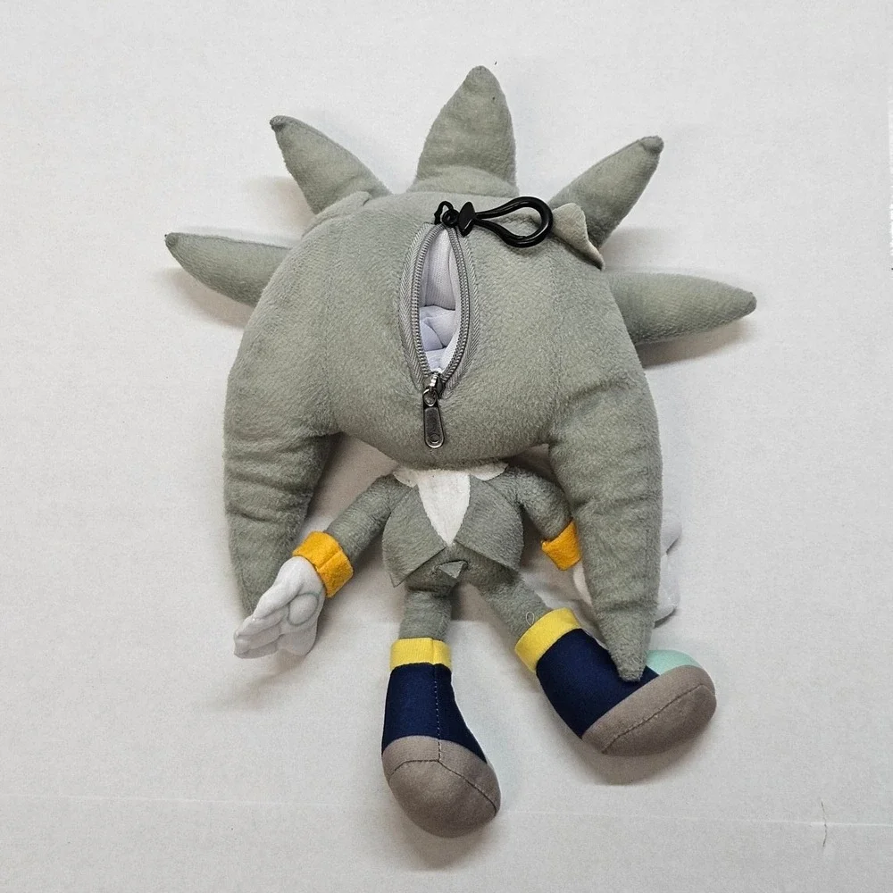 Silver Sonic Hedgehog‎ Plush Toy Stuffed Animal Accessory Backpack SEGA Preloved